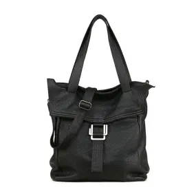 Large Premium Leather Vertical Shoulder Bag