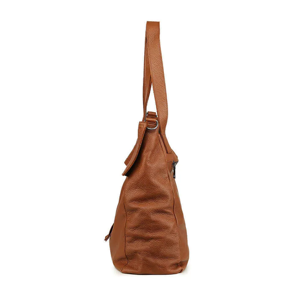 Large Premium Leather Vertical Shoulder Bag