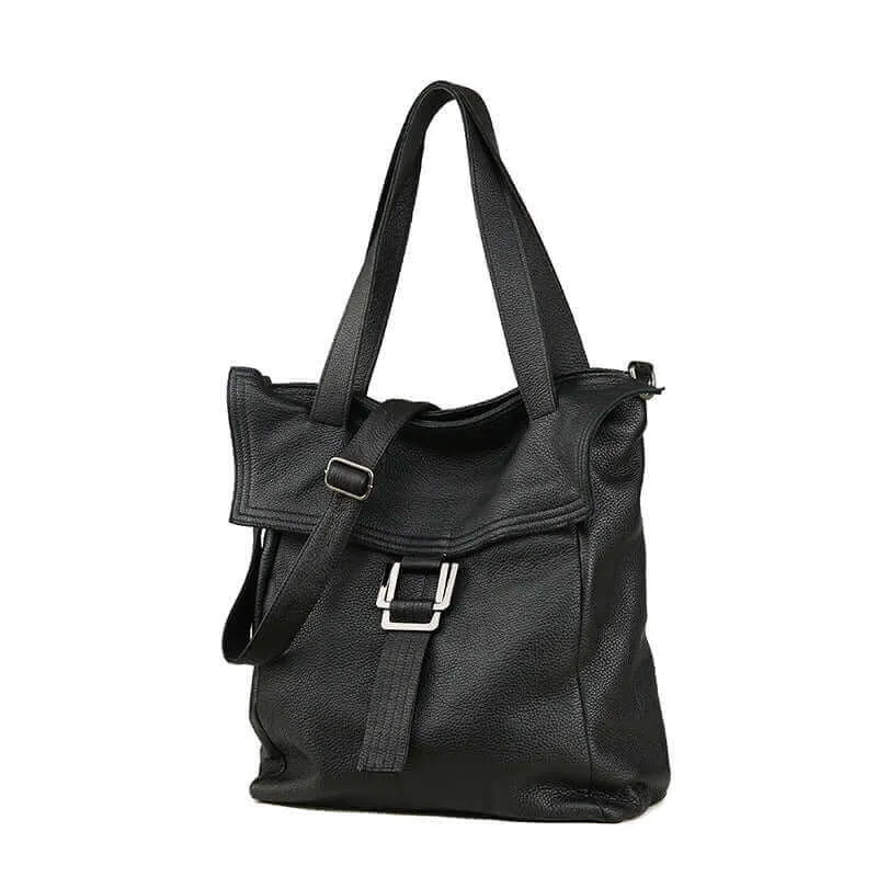 Large Premium Leather Vertical Shoulder Bag