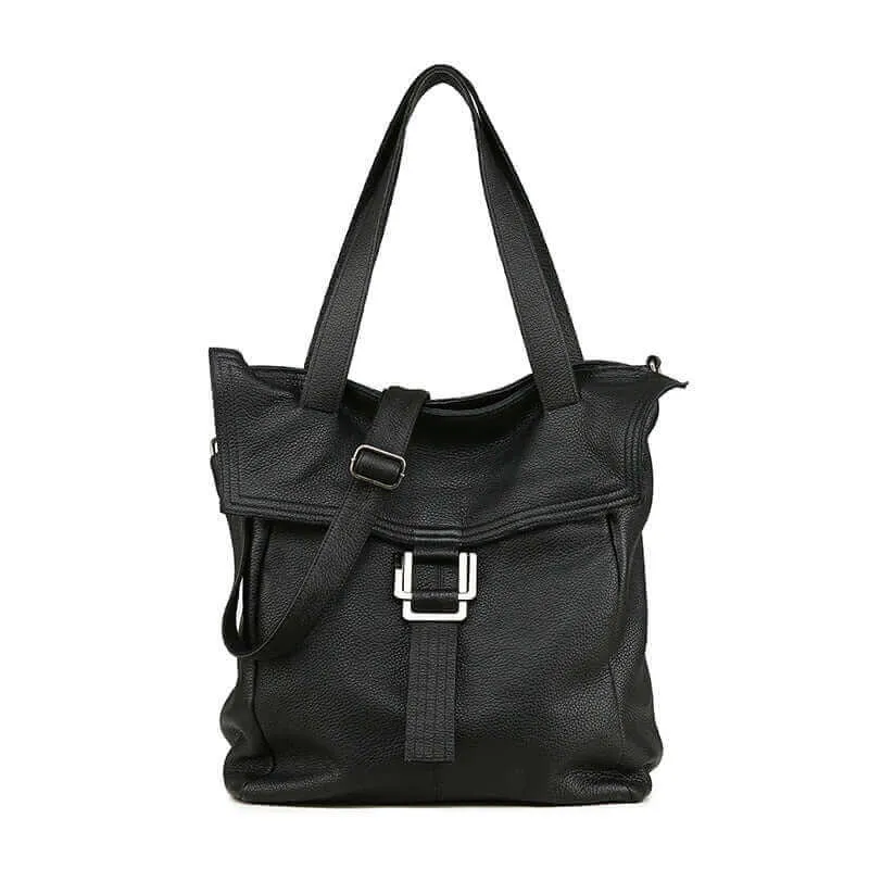 Large Premium Leather Vertical Shoulder Bag