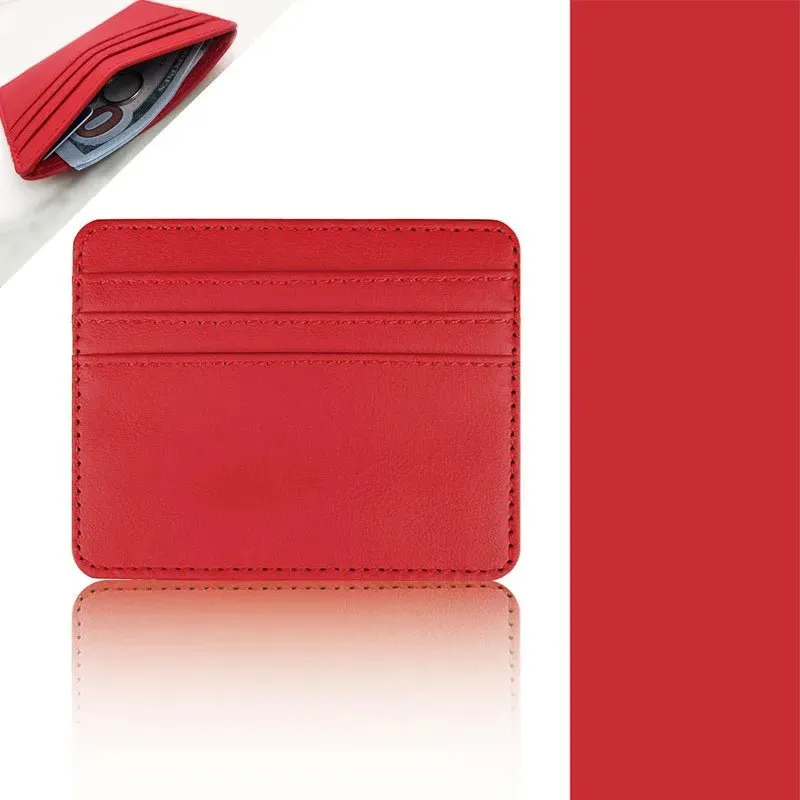 Leather Multi-Slot Card Wallet for Business Cards & Credit Cards