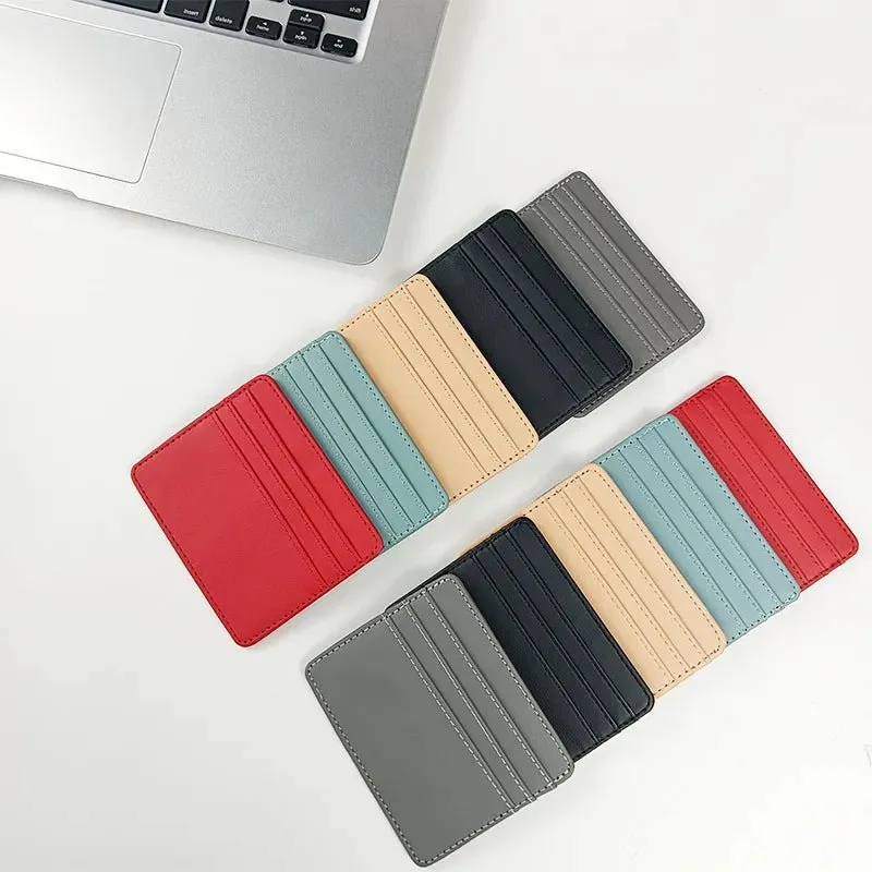 Leather Multi-Slot Card Wallet for Business Cards & Credit Cards