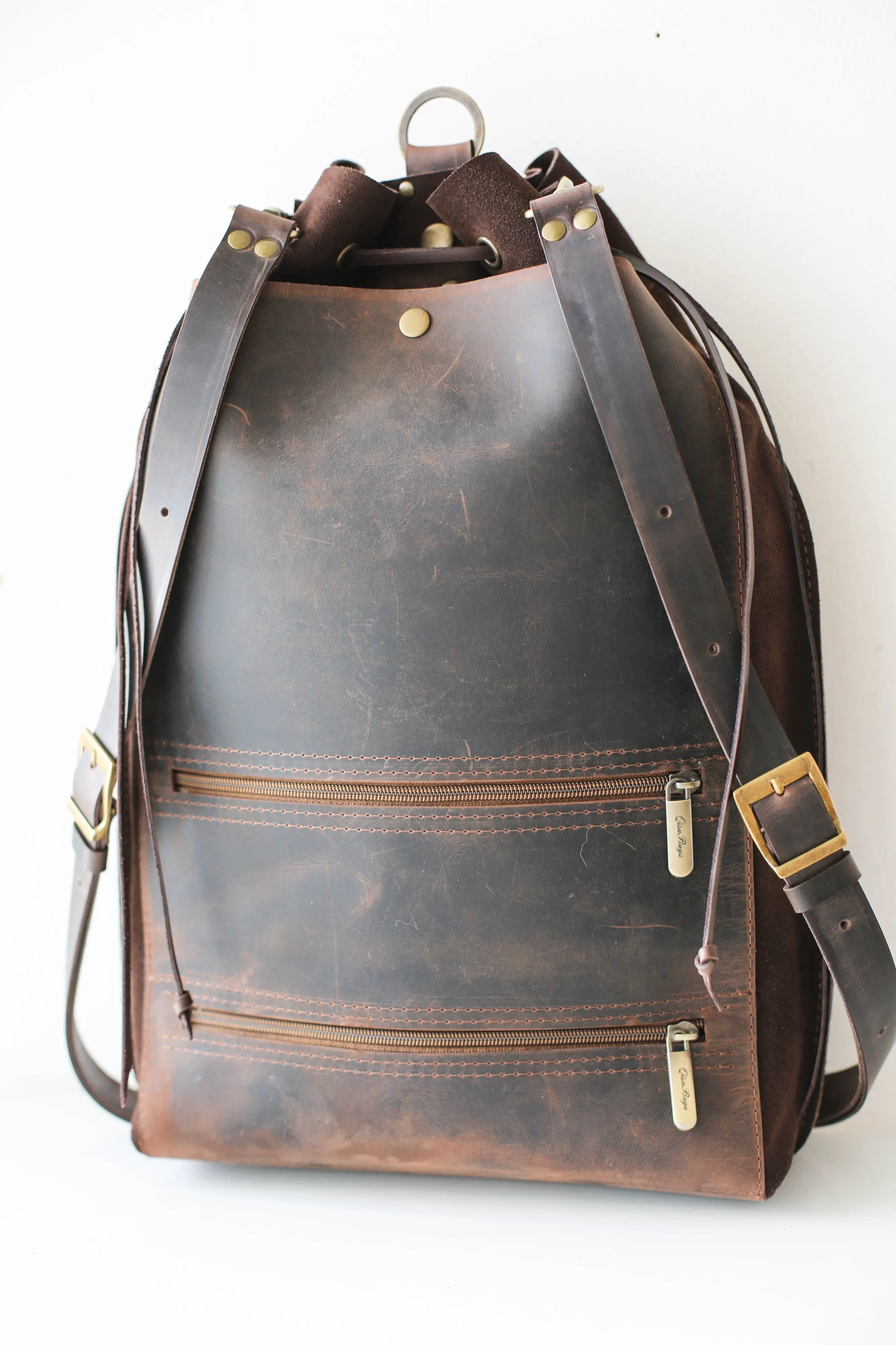 Men's Convertible Leather Backpack