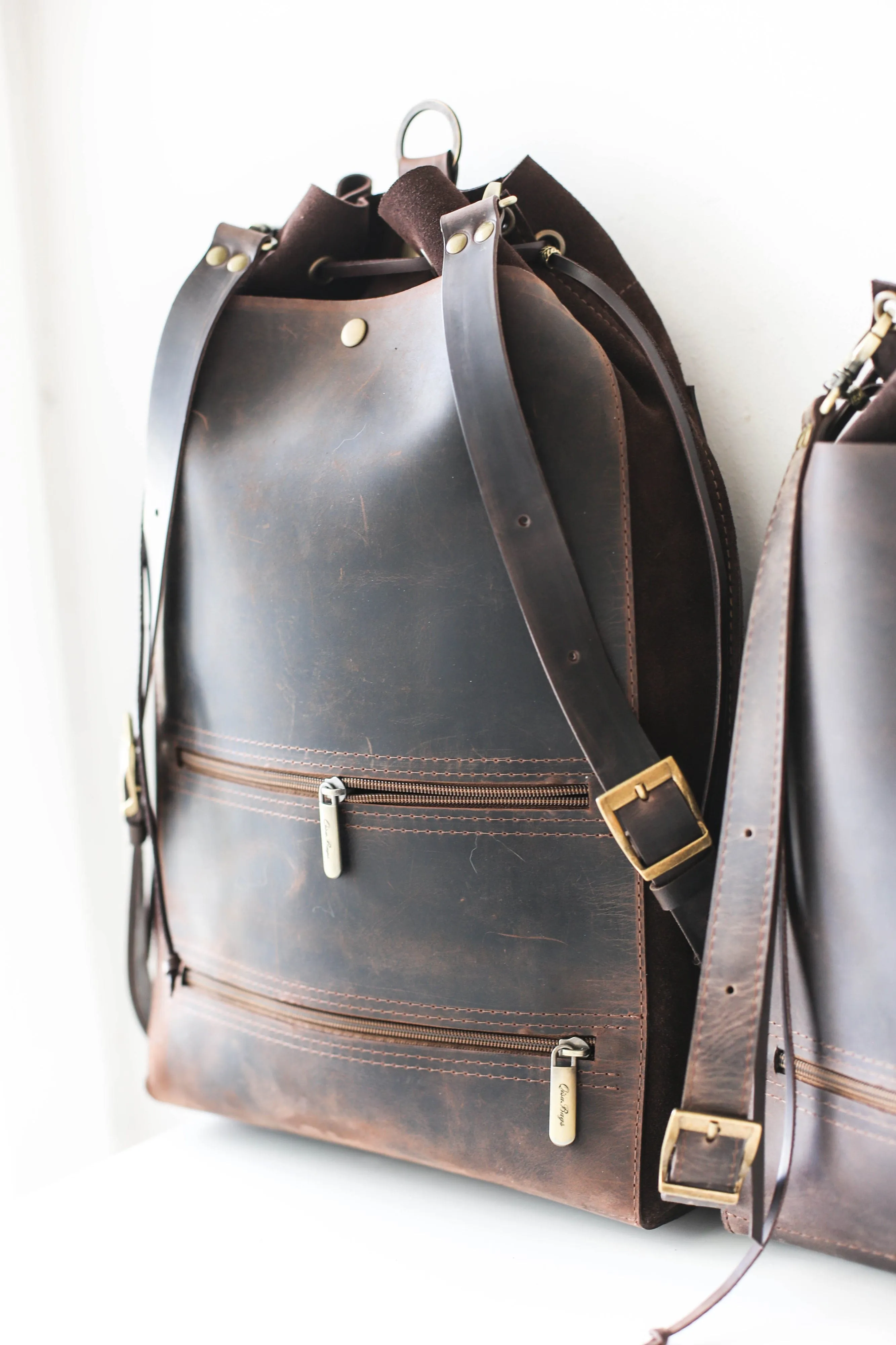 Men's Convertible Leather Backpack