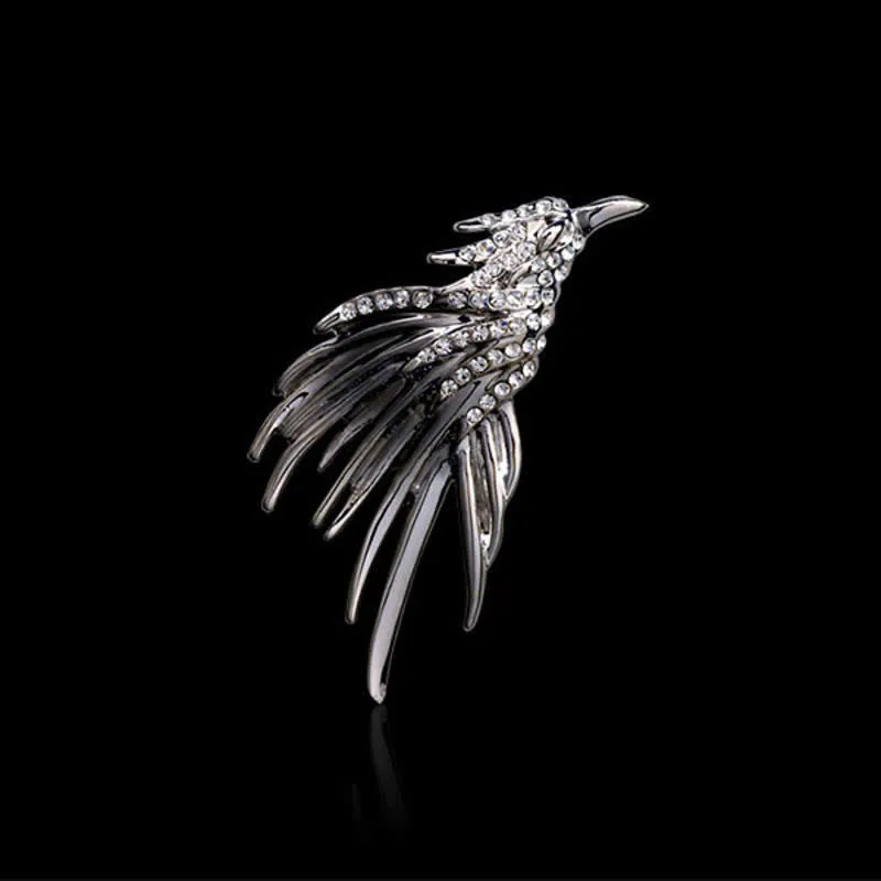 Men's Exquisite Eagle Spreading Wings Rhinestone Brooch