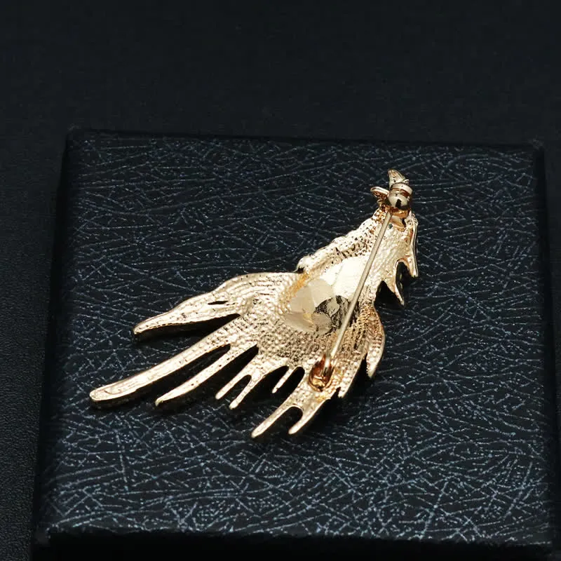 Men's Exquisite Eagle Spreading Wings Rhinestone Brooch