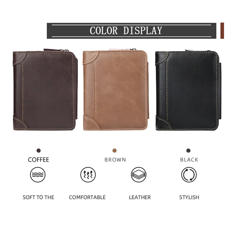 Men's Fashion Vintage Multi Card Slots Zipper Wallet