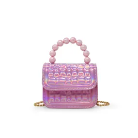 Mini Glam Quilted Pearl Handle Purse- Pink