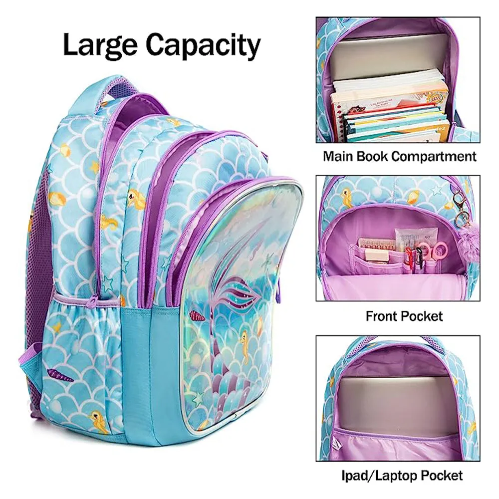 (NET) MOHCO Kids Backpack 17inch with Lunch Bag and Pencil Case Lightweight School Backpack for Teens, Girls, Boys, Elementary, Tail Cute, Backpack,travel,unique / 12803-3