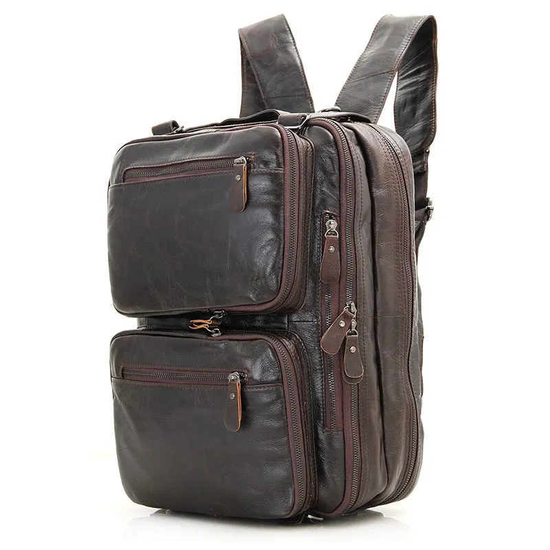 New Multi-Function Genuine Leather Men's Backpack