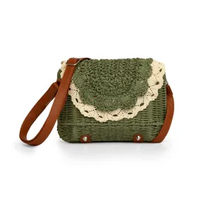 Olive green jute women outing bag