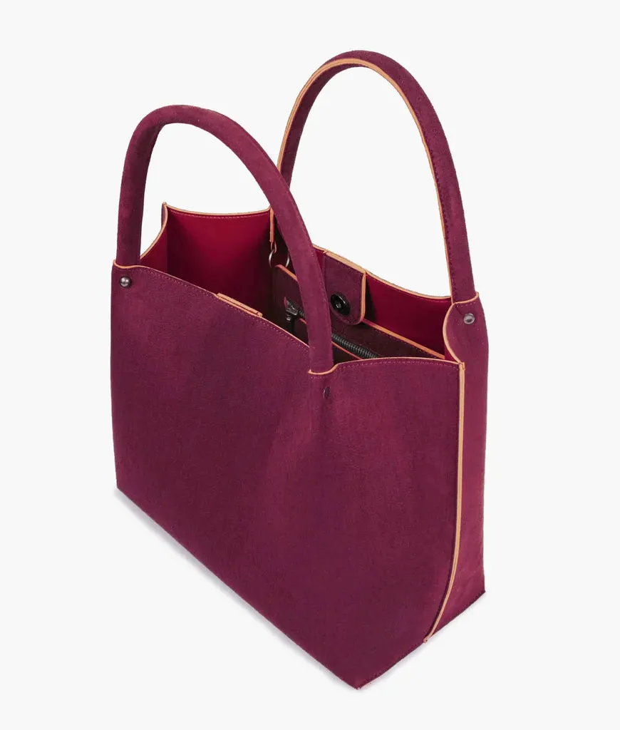 OXI TOTE SUEDE MAROON 2PCS SET