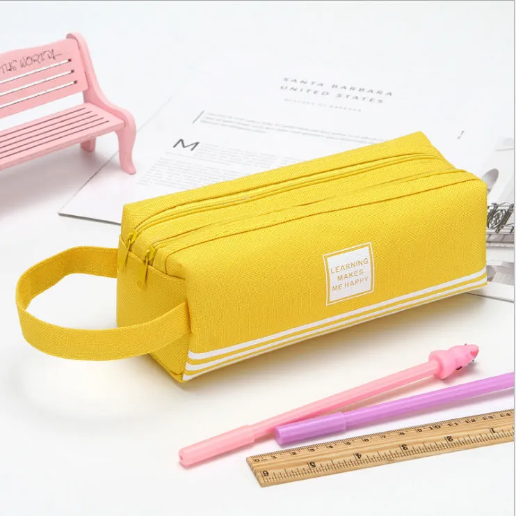 Portable Large Capacity Double Layer Oxford Fabric Pencil Bag Can Hold up to 80 Pens