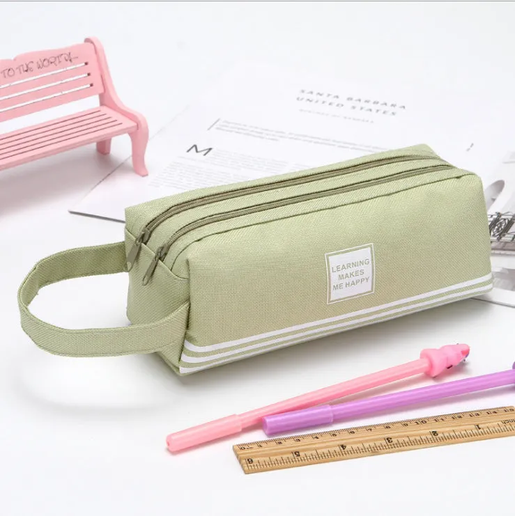 Portable Large Capacity Double Layer Oxford Fabric Pencil Bag Can Hold up to 80 Pens