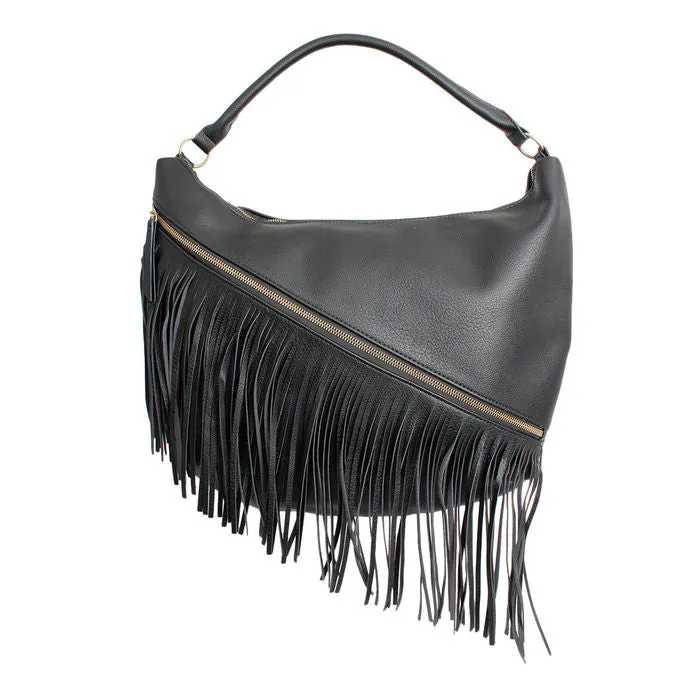 Purse Diagonal Fringe Hobo Bag for Women