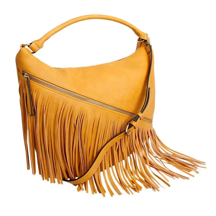 Purse Diagonal Fringe Hobo Bag for Women