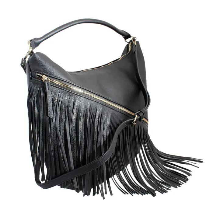 Purse Diagonal Fringe Hobo Bag for Women