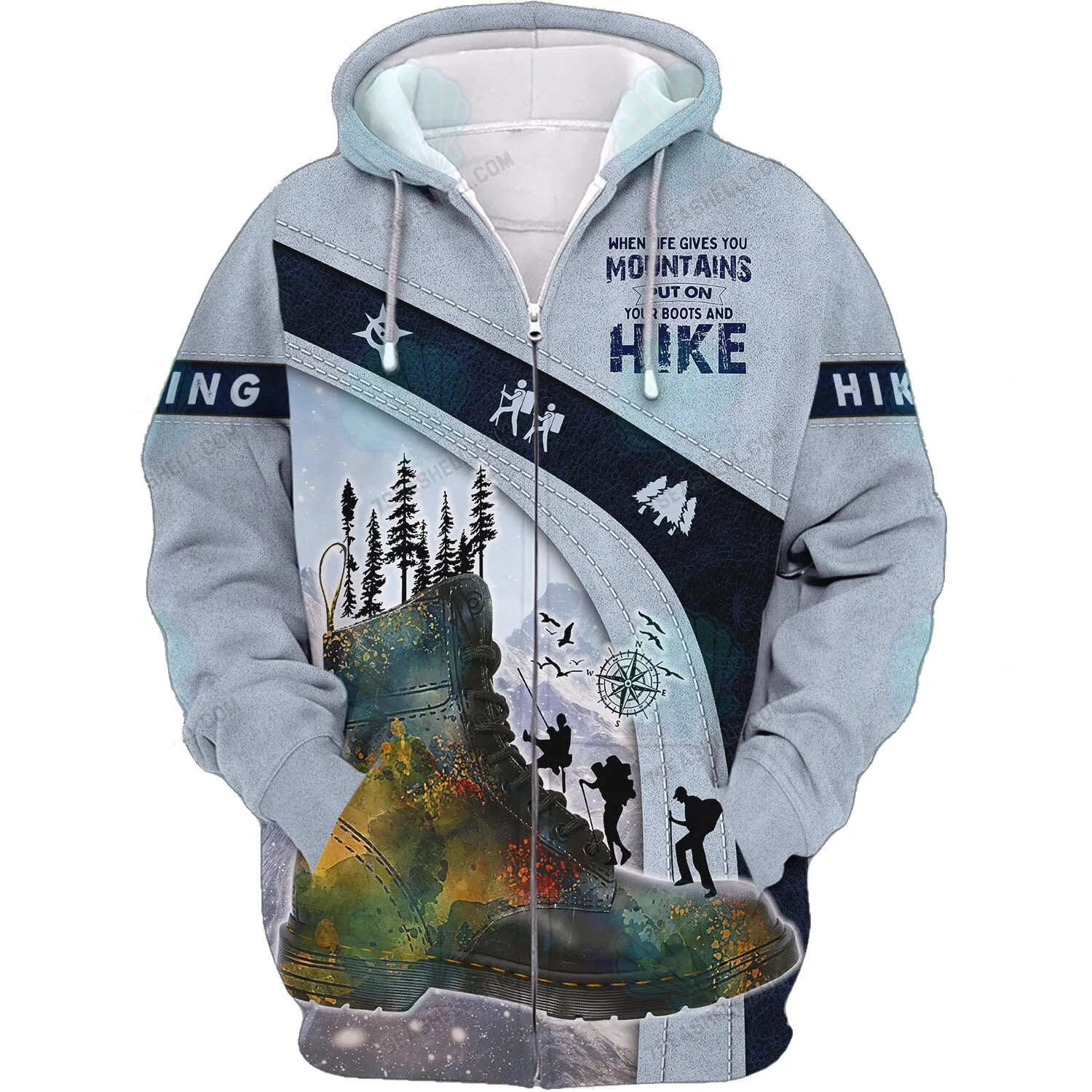 Put On Your Boots And Hike 3D Fashion Personalized Print Zipper Hoodie Gift For Hiking Lovers