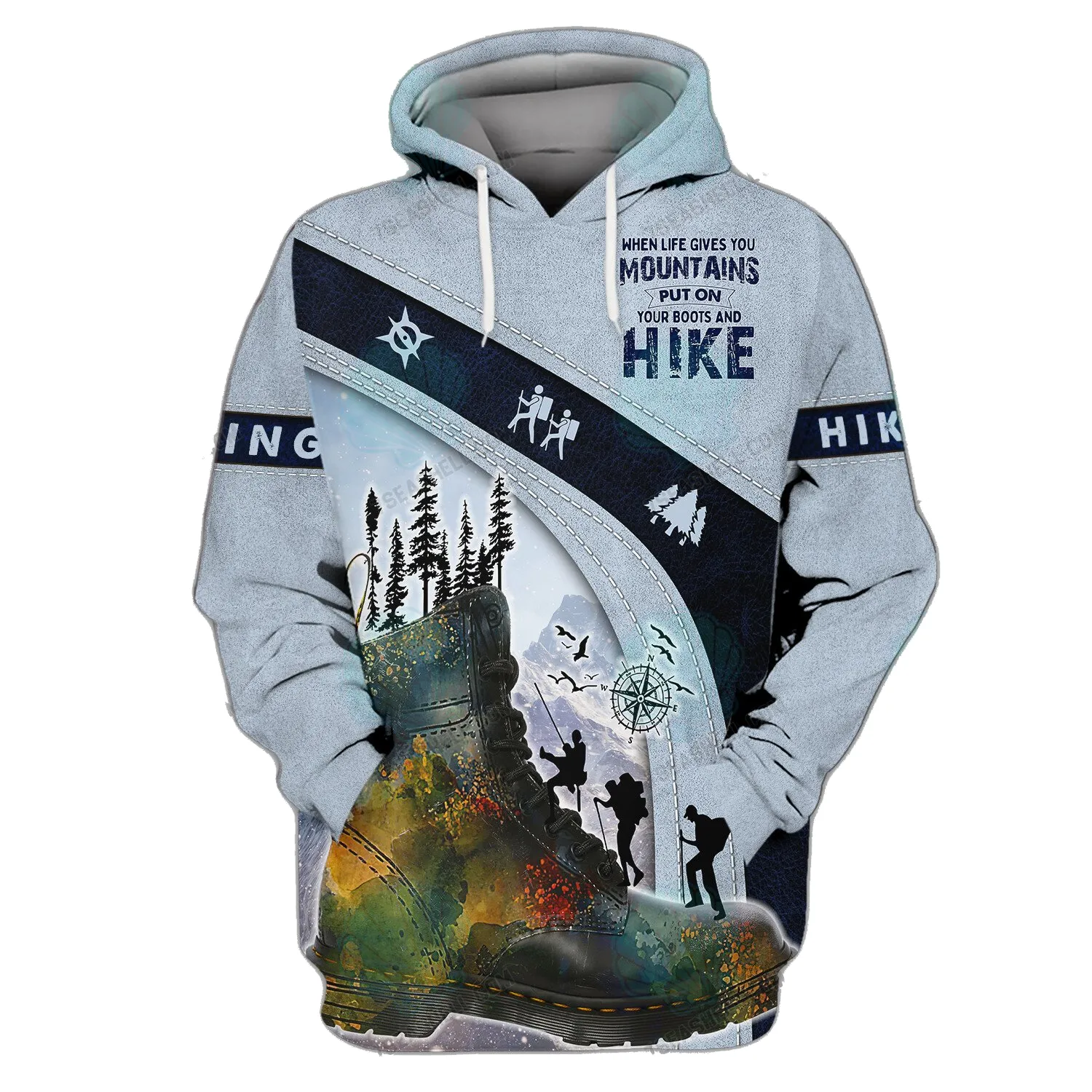 Put On Your Boots And Hike 3D Fashion Personalized Print Zipper Hoodie Gift For Hiking Lovers