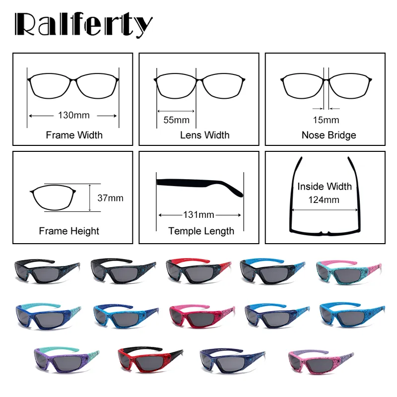 Ralferty Unisex Children's Full Rim Rectangle Acetate Polarized Sunglasses M805