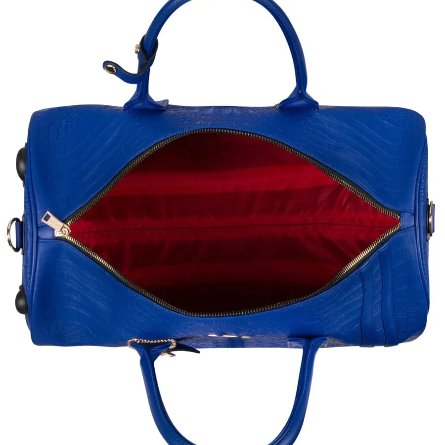 Royal Blue Apollo 2 Faux Crocodile Skin Backpack & Rolling Duffle Bag