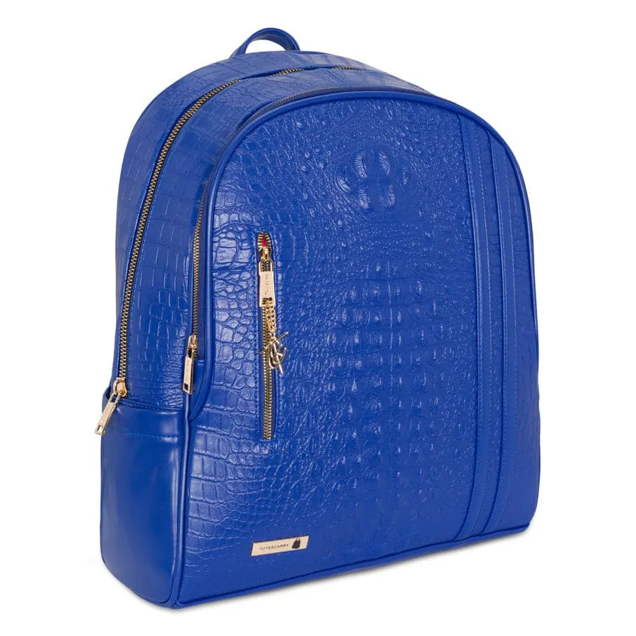 Royal Blue Apollo 2 Faux Crocodile Skin Backpack & Rolling Duffle Bag