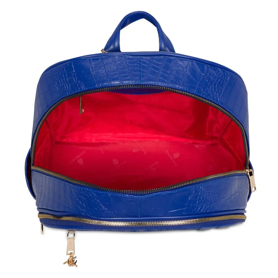 Royal Blue Apollo 2 Faux Crocodile Skin Backpack & Rolling Duffle Bag