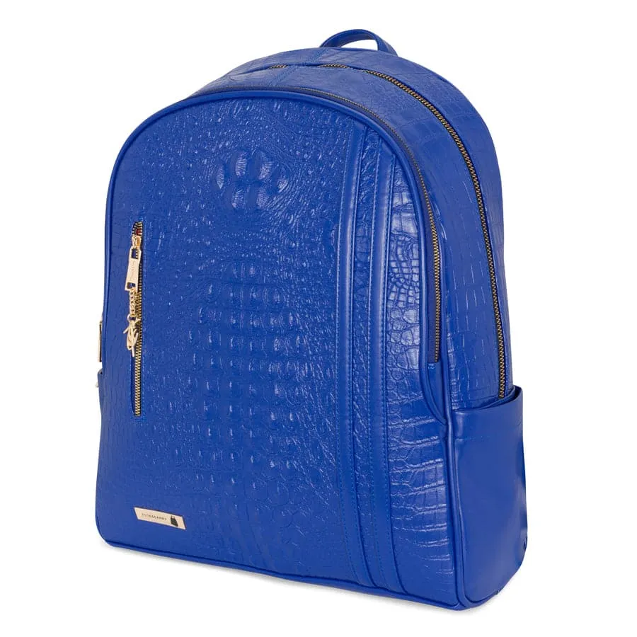 Royal Blue Apollo 2 Faux Crocodile Skin Backpack & Rolling Duffle Bag