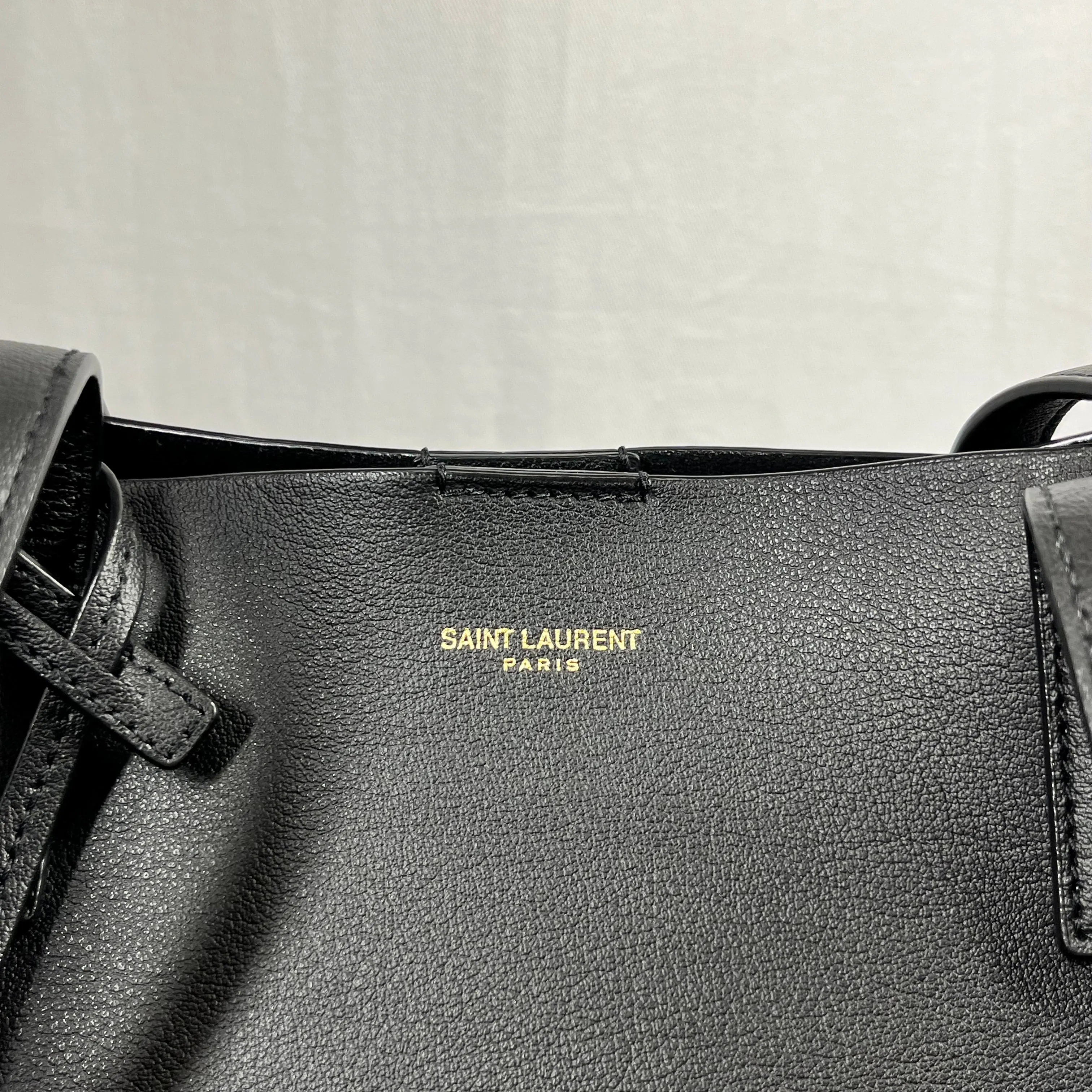 SAINT LAURENT East West Black Smooth Leather Shopping Tote Bag