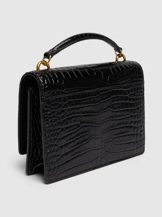 Saint Laurent   Sunset croc embossed chain wallet 