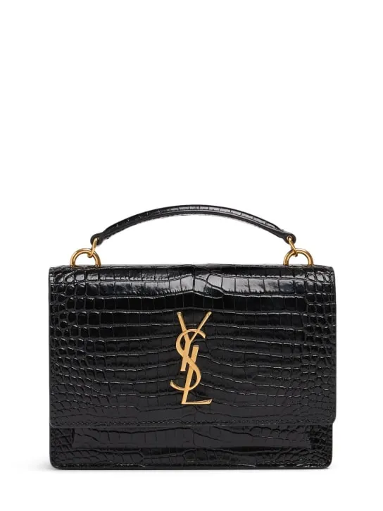 Saint Laurent   Sunset croc embossed chain wallet 