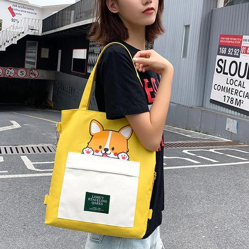 Shiba Inu Kawaii Cartoon Shoulder Bag - Akita Dog Lover Gift Tote Bag