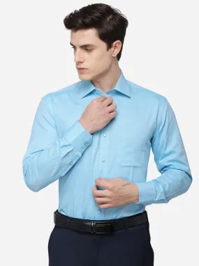 Sky Blue Solid Regular Fit Formal Shirt | Greenfibre