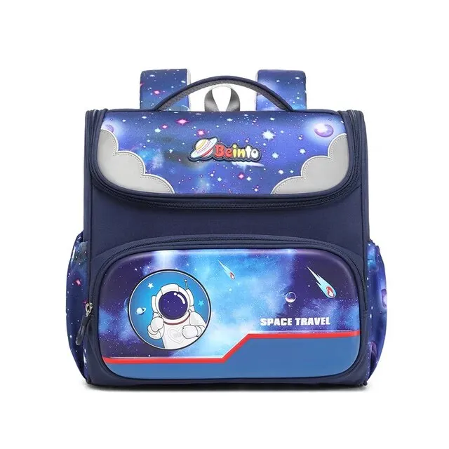 Space Theme Fully Open Design Kindergarten Backpack for Kids