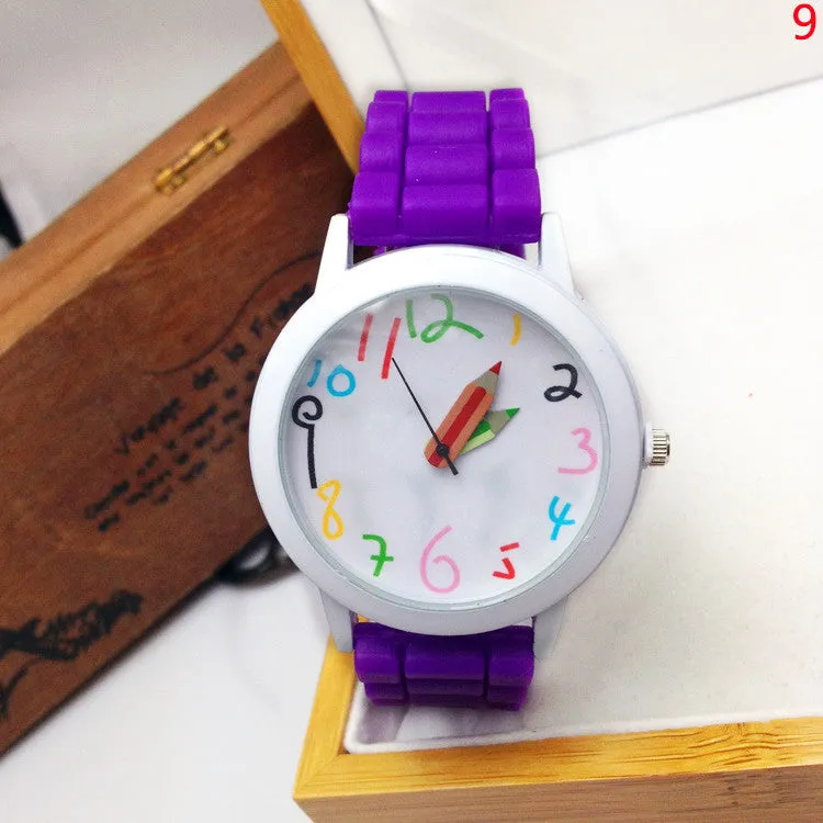 Special Offer Limited Fashion Cartoon Pencil Pointer Funny Digital Silicone Watches Best Gift Women & Men Watch