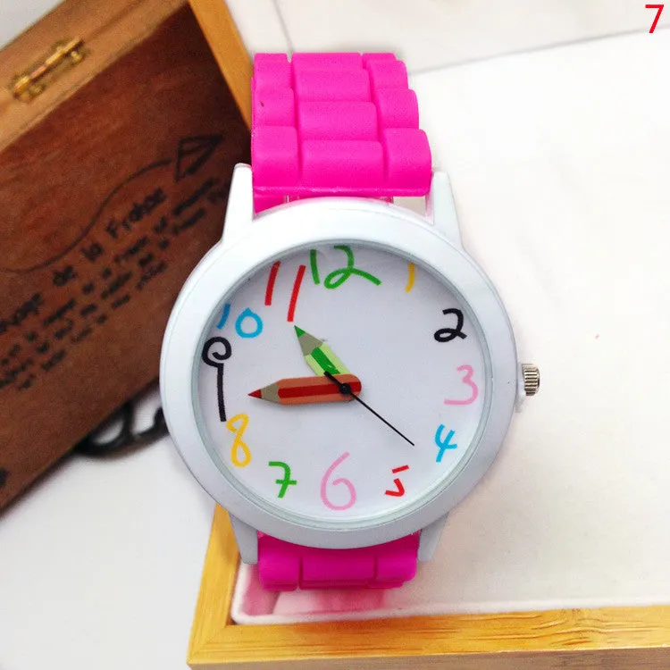 Special Offer Limited Fashion Cartoon Pencil Pointer Funny Digital Silicone Watches Best Gift Women & Men Watch