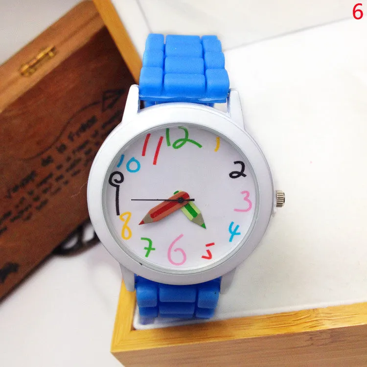 Special Offer Limited Fashion Cartoon Pencil Pointer Funny Digital Silicone Watches Best Gift Women & Men Watch