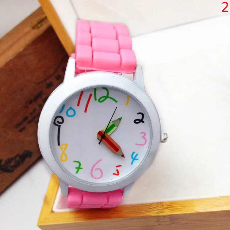 Special Offer Limited Fashion Cartoon Pencil Pointer Funny Digital Silicone Watches Best Gift Women & Men Watch