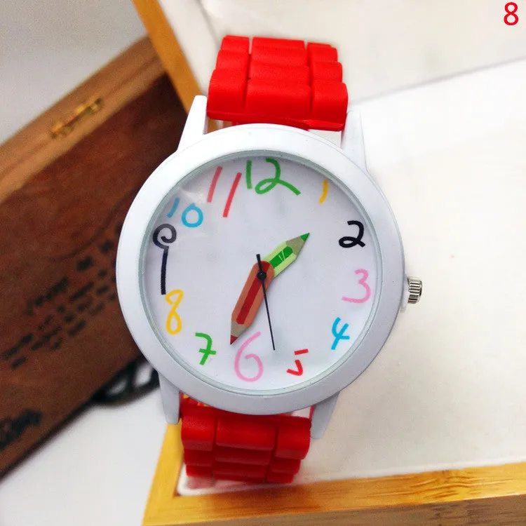 Special Offer Limited Fashion Cartoon Pencil Pointer Funny Digital Silicone Watches Best Gift Women & Men Watch