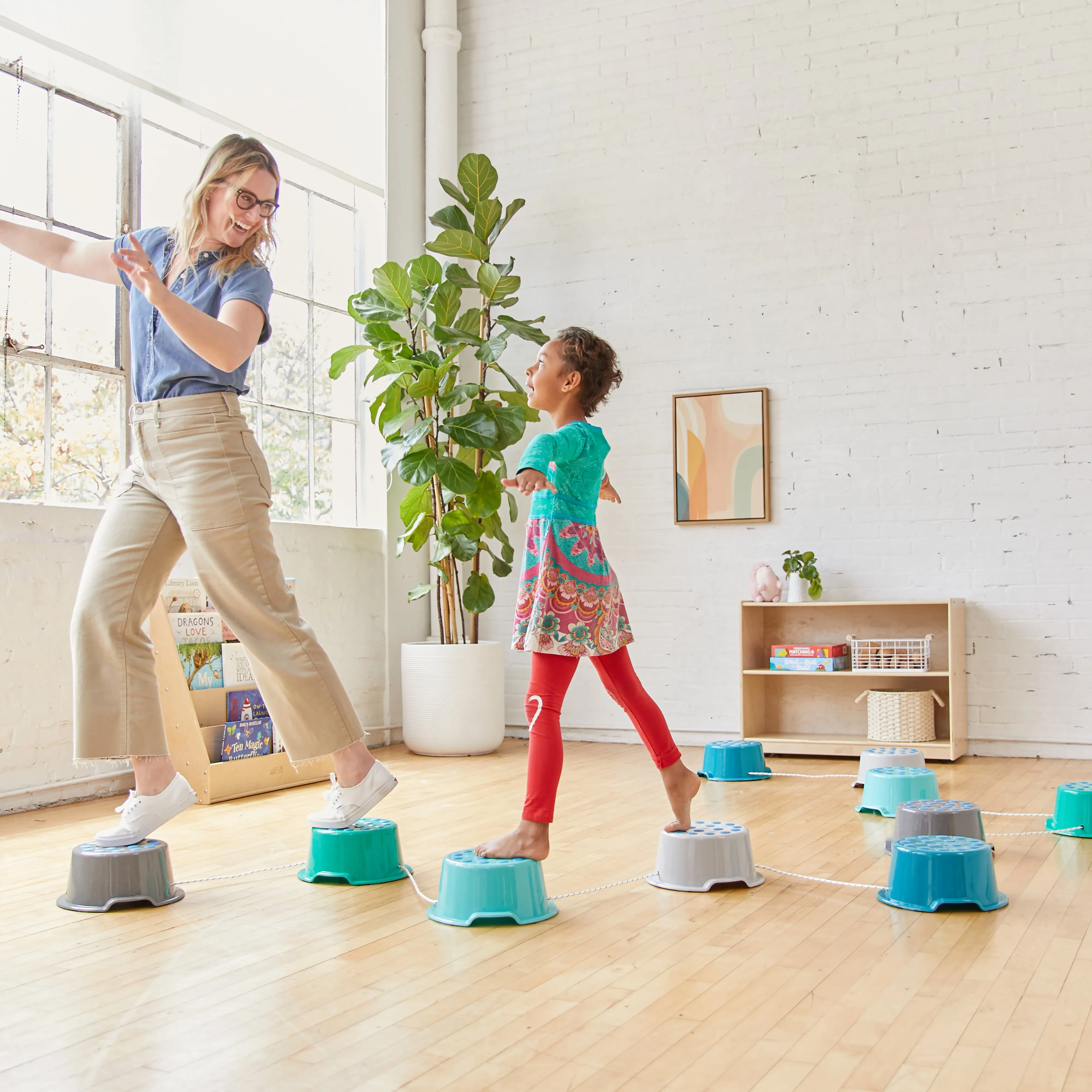 Stepping Buckets with Storage Carry Bag, Non-Skid Balance Stones