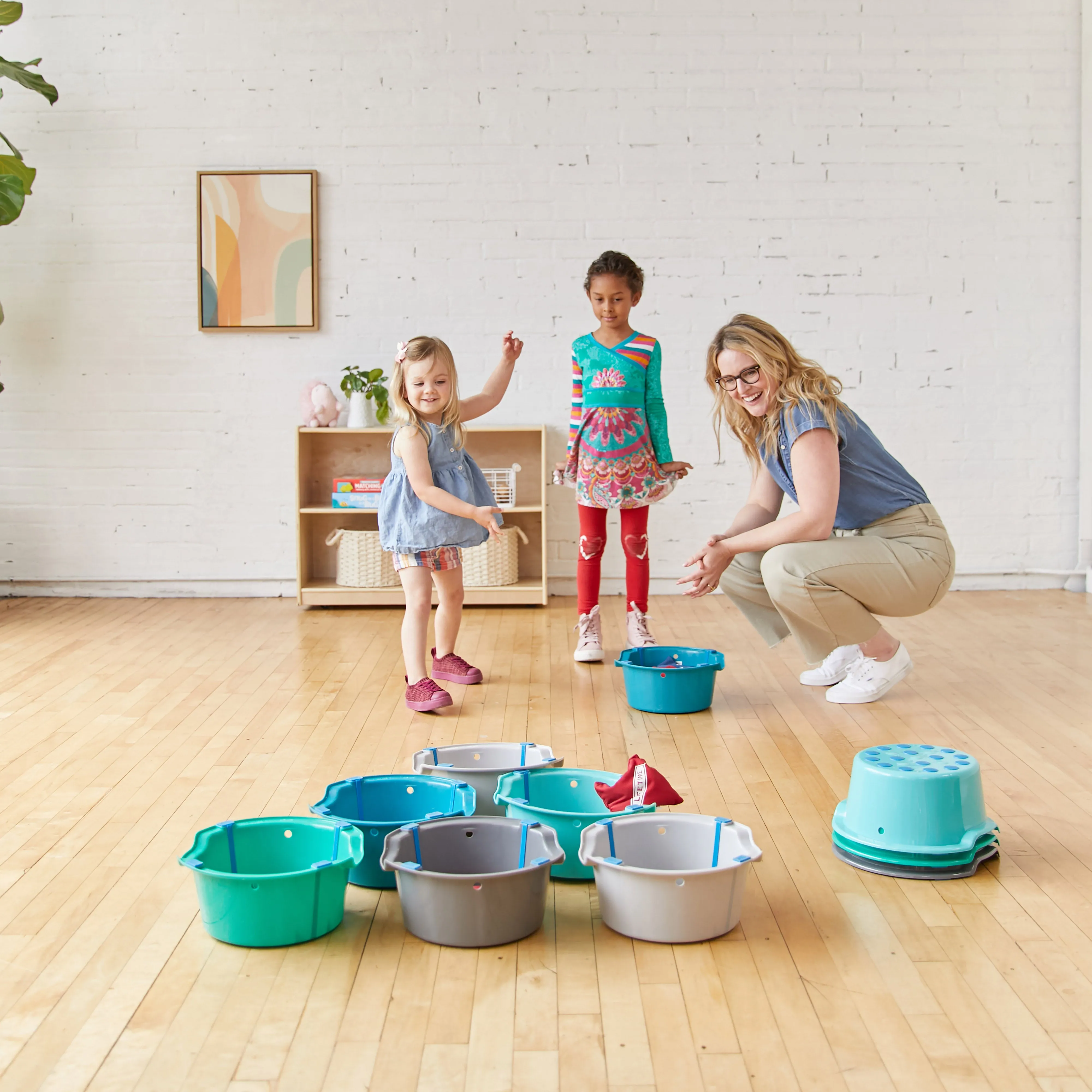 Stepping Buckets with Storage Carry Bag, Non-Skid Balance Stones