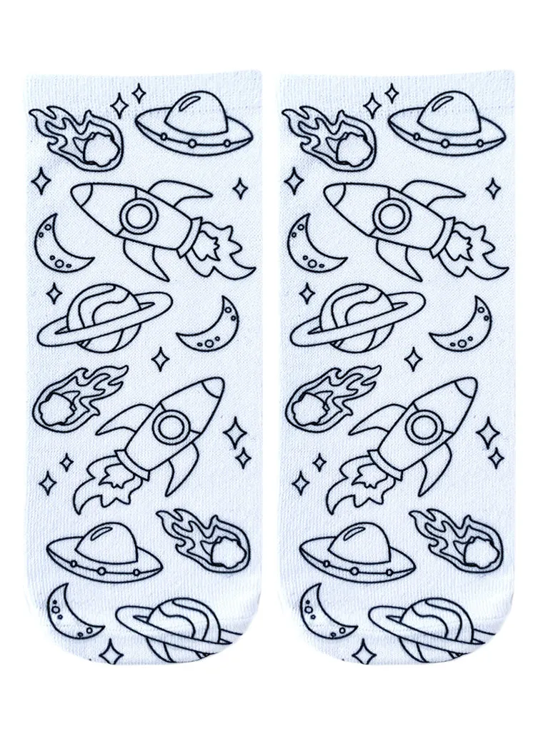 Unisex Space Adventure Coloring Socks