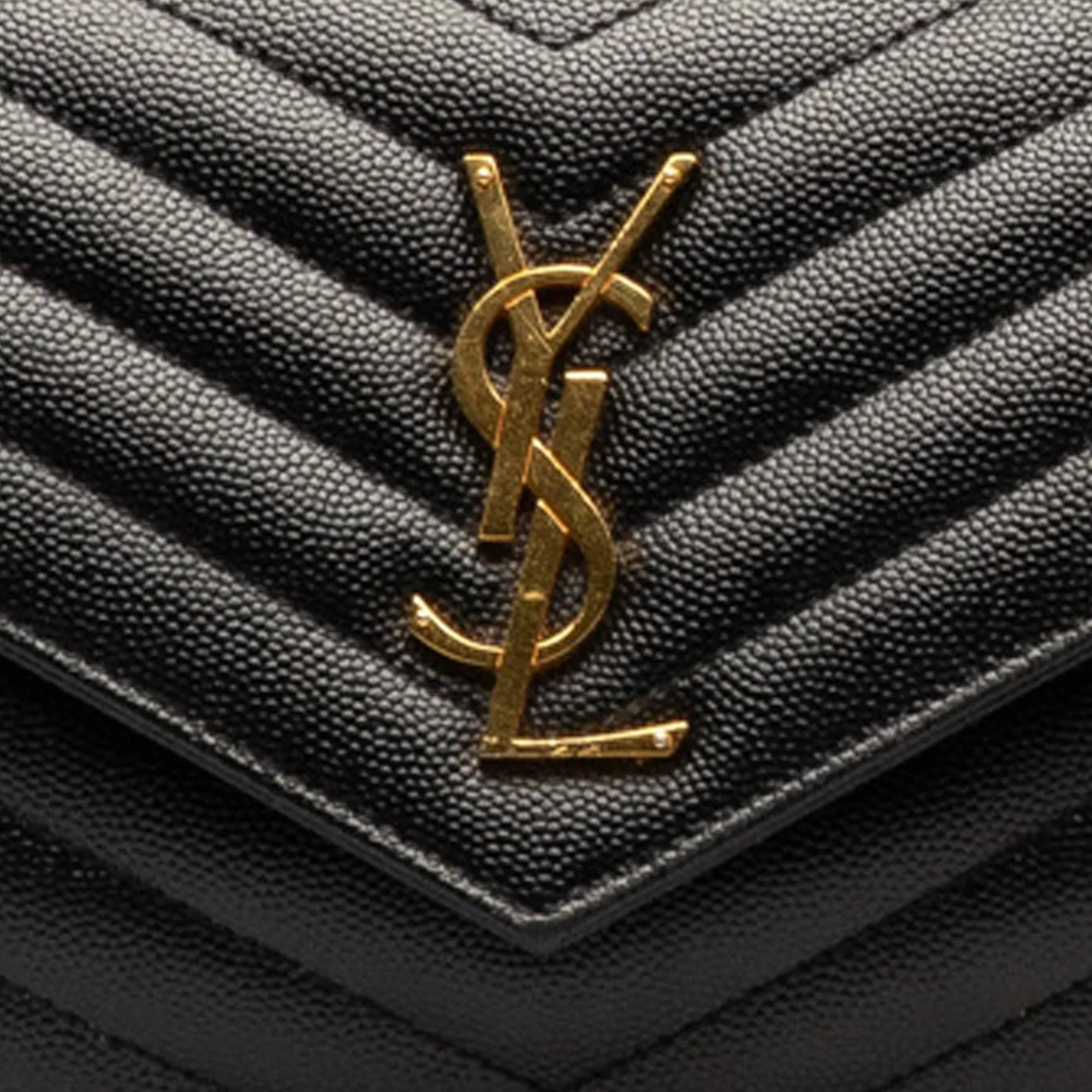 Yves Saint Laurent Envelope Wallet on Chain Black Leather